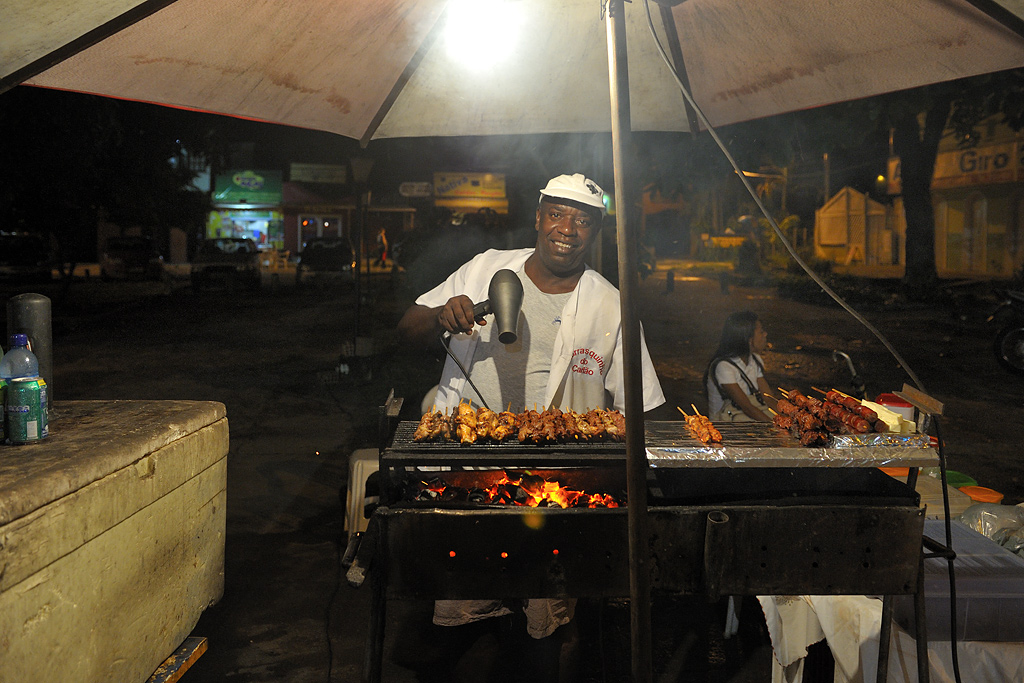 Carlos' speciality: blow-dried grilled chicken hearts